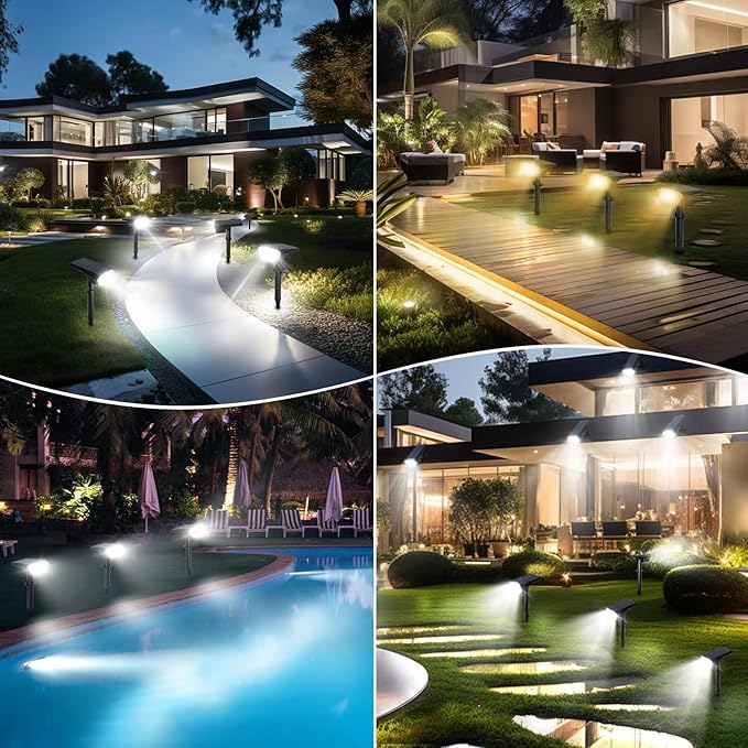 10 Pack Solar Spot Lights Outdoor,Auto On/Off Solar Lights Outdoor Waterproof IP65,2-in-1 Solar Powered Outdoor Landscape Lighting,Solar Lights for Outside Yard Garden Pathway (Cool White)