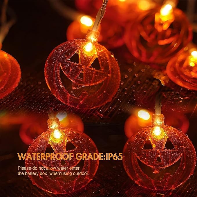 ITICdecor Halloween Pumpkin String Lights Battery Operated 15Ft 30 LED Orange Pumpkins Fairy Light Indoor Outdoor for Halloween Thanksgiving Fireplace Party Patio