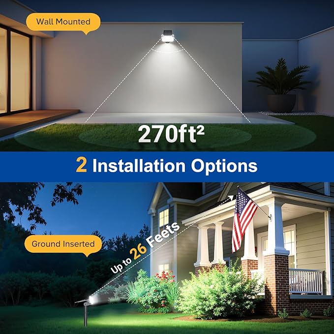 LETMY New Upgrade Solar Spot Lights Outdoor Waterproof with Bigger LED, 6 Pack Auto ON/Off Solar Lights Outdoor, 2-in-1 Wall Lights & 2 Modes Landscape Spotlights for Tree Yard Pathway Garden Decor