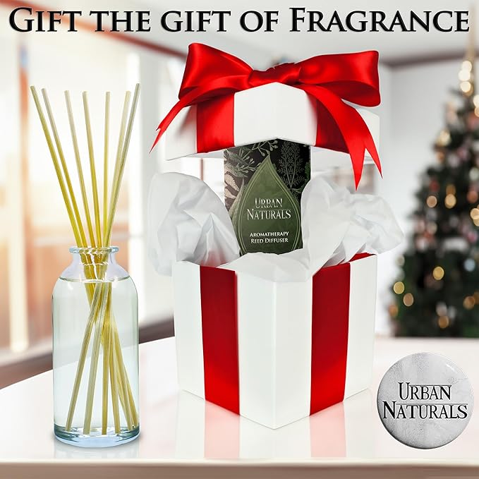 Urban Naturals Mahogany Vanilla Woods Reed Diffuser Set – Made with Essential Oils & Real Botanicals – Decorative Air Freshener and Beautiful Home Décor – Made in The USA