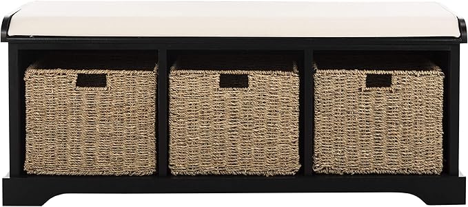 Safavieh American Homes Collection Lonan Grey and White Wicker Storage Bench
