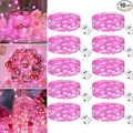 10 Pack Fairy Lights Battery Operated - 7ft 20 Led Twinkle Lights 3 Modes, Bulk Mini String Lights Waterproof for Mason Jars Vases DIY Party Wedding Decoration Christmas -Pink