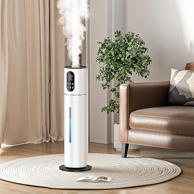 7.8L Smart Humidifier Large Room,2.1Gal humidifier for bedroom with Timer, 360°Nozzle, Top Fill Whole House Cool Mist Quiet Humidifiers for Plants Baby Kids Adults Office (White)