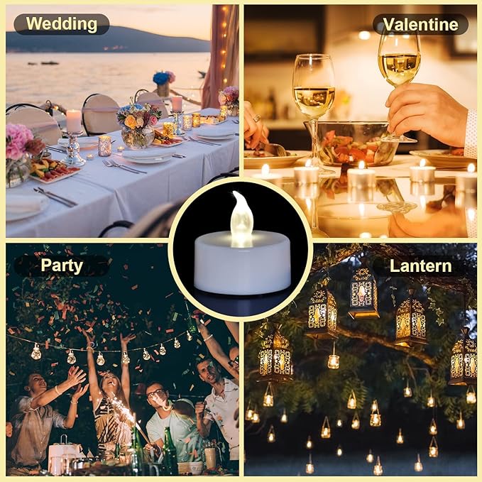 Jialine Remote flameless led Tea Light Candles with Timer,Realistic Flickering tealight Candles with Remote,Safe Decorative Lighting for Christmas,Wedding,Home Decor (Warm White 24 Pack)