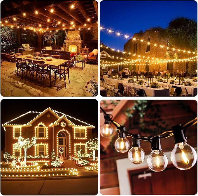 VerRon 50FT LED G40 Globe String Lights, Shatterproof Outdoor Patio String Lights with 50+2 Dimmable Edison Bulbs, 50 Backyard Hanging Bistro Light Waterproof for Balcony Party Wedding Market Cafe