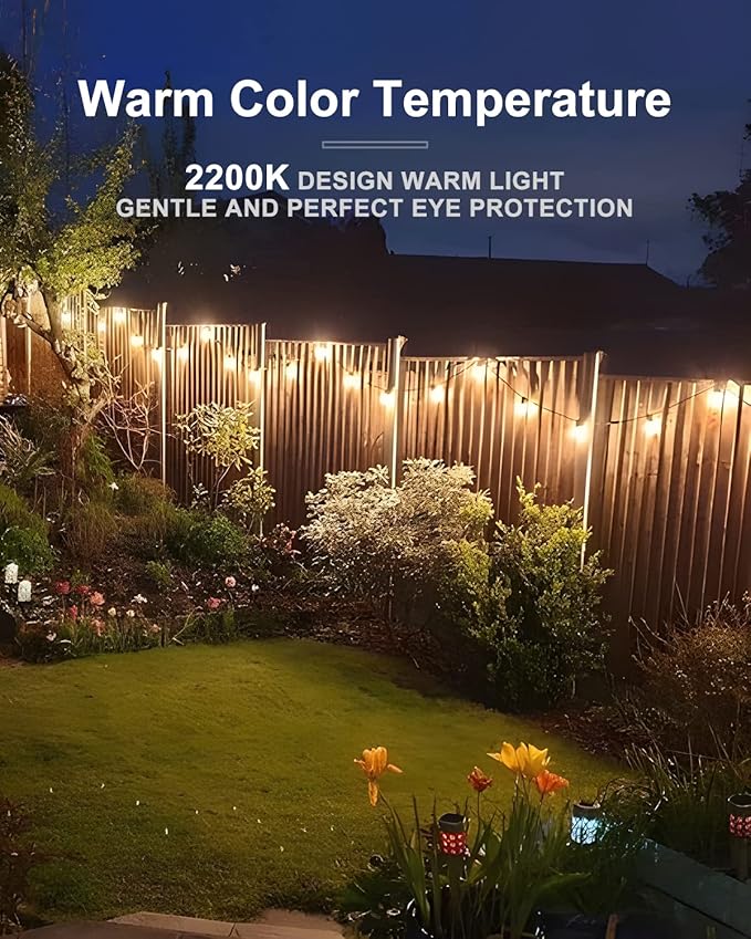 Lightdot 400FT Outdoor String Lights, LED Bistro String Lights with Shatterproof ST38 Bulbs, 2200K Dimmable, Waterproof Hanging Lights for Porch, Party, Garden, Backyard, Balcony - ETL Listed