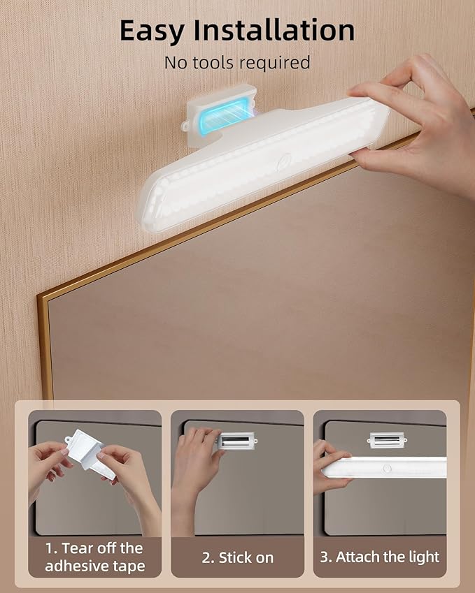 EZVALO Wireless Makeup Light 1 Pack, Vanity Lights for Mirror, Bathroom Vanity Light, Rechargeable, 3 Color Temperatures, Stepless Dimming, Touch Control, Adjustable Angle, Women's Gifts