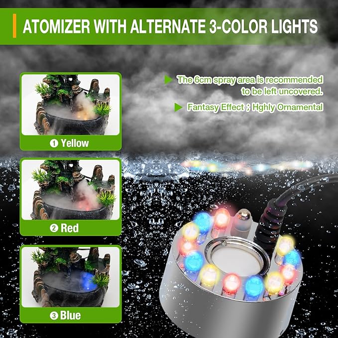 Tabletop Rockery Water Fountain Indoor Relaxation Waterfall Bonsai Desktop Ornament with LED Light, Zen Meditation Home Office Bedroom Atomizing Humidifier Desk Decoration