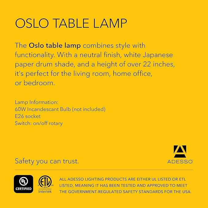 Adesso Table Lamp with Scratch Proof and Corrosion Resistant Body - Perfect Lighting for Bedroom and Living Room Decor, Matte White