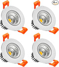 LightingWill 2inch LED Dimmable Downlight, 3W COB Recessed Ceiling Light, Natural White 4000K-4500K, CRI80, 25W Halogen Bulbs Equivalent, Silver (4Pack)
