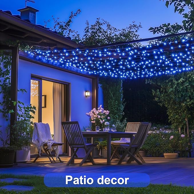 JMEXSUSS 8 Pack 50 LED Blue Fairy Lights Battery Operated, Twinkle Blue Christmas Lights Indoor Outdoor Decorations