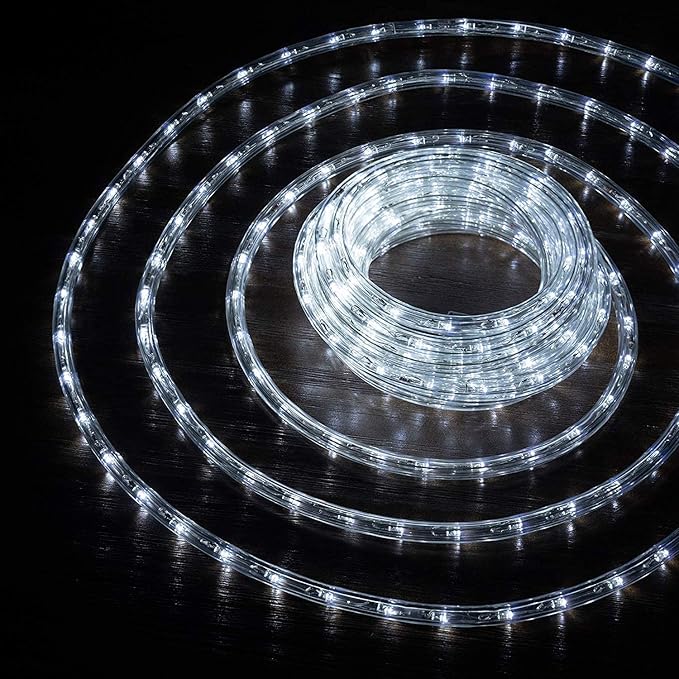 WYZworks 576LEDs, 50ft LED Outside Rope Lights, Waterproof Permanent Outdoor ETL Certified Connectable Clear Tube, Christmas Palm Tree Holiday Decorative Landscape Patio Accent Lighting - Cool White
