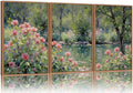 YeeHomedec Monet Botanical Framed Canvas Wall Art Set, Impressionist Floral Garden Wall Decor, Vintage Pond Tree Artwork, Nature Landscape Art Paintings for Living Room Bedroom Bathroom 24"x36"x3