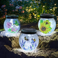 WONDER GARDEN Solar Lanterns Outdoor Waterproof, 3 Pack Hanging Solar Lights Decorative, Sunflower Hummingbird Bee Glass Garden Lantern Light for Yard Outside Patio Outside Decor Gift, White Light