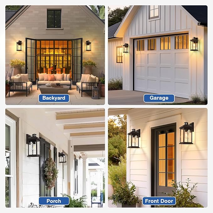 VIANIS Advanced Motion Sensor Light Outdoor, Large Bronze Exterior Lighting Fixtures, Easy-to-Install, Aluminum Waterproof Porch Lights Outdoor with Water Glass for Porch, Garden, Front Door