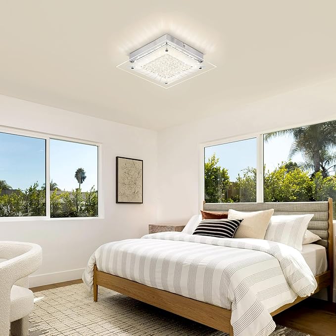 Square Flush Mount Dimmable Light Fixtures - 11IN Kitchen, Bathroom, Living Room, Bedroom, Hallway Ceiling Lights