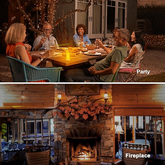 Morsatie【Upgraded LED Flame Light, Rechargeable Flickering Flameless Candles, 4 Modes Battery Operated Candles with Upside Down Effect, Waterproof LED Candles for Indoor Outdoor 2 PCS