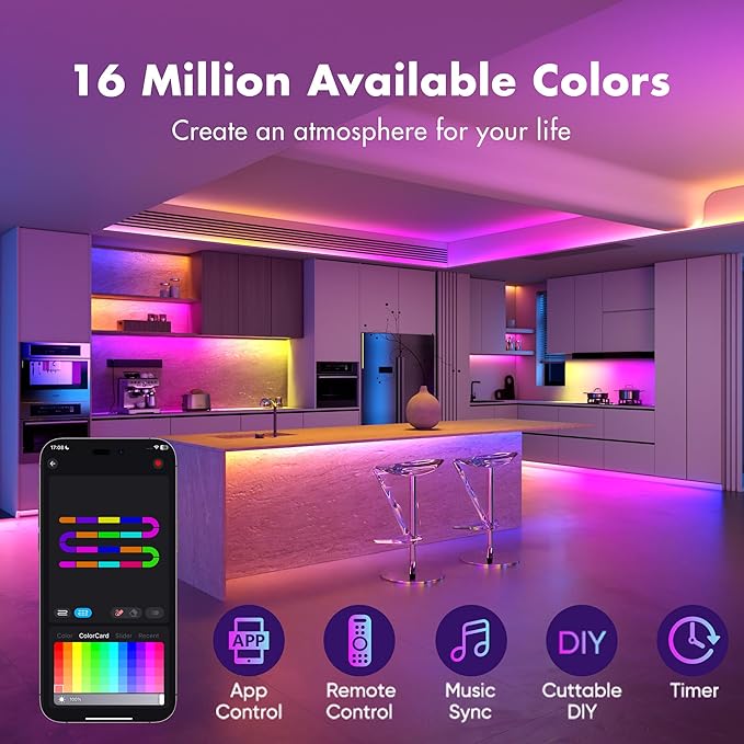 Smart IC RGB LED Strip Lights 130FT, Segmented DIY Color Changing, Rainbow Chasing Effects, WiFi App/Voice Control, Music Sync, Works with Alexa & Google Assistant, LED Lights for Bedroom Decor