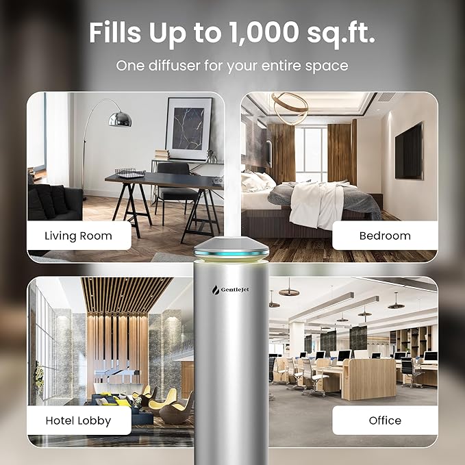 MajesticMist WiFi Waterless Essential Oil Diffuser, Aluminum Cold-Air Aroma Diffuser for Large Rooms up to 1000 sq ft, App & Remote Control, 4oz, USB-C Plug-in, Quiet, LED Display