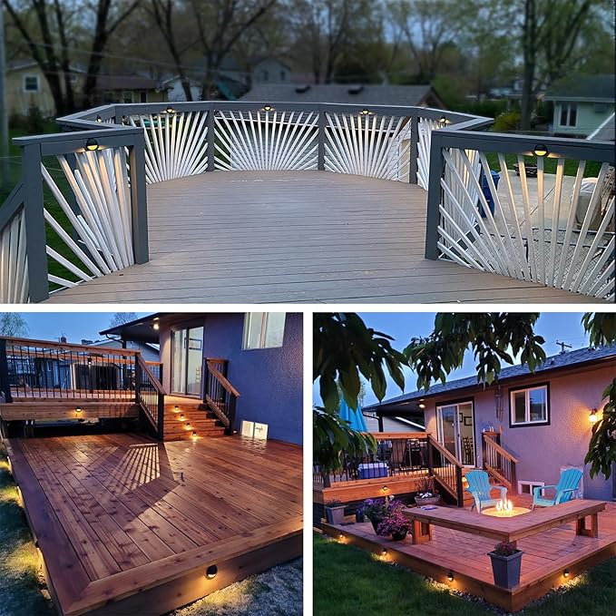 GKOLED Low Voltage LED Deck Lights, Landscape Step Stair Railing Light with 2W Integrated LED Chips, Die-cast Aluminum 12V AC/DC Accent Lighting Fixtures with Black Powder Coated Finish (4-Pack)
