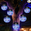 kolpop 6 Pack Solar Lantern Outdoor Lights, Multi-Coloured Solars Lanterns with 30 LED, Crackle Glass Ball Waterproof Hanging Solar Lights for Garden Decor Patio Fence Yard Christmas Tree Decoration