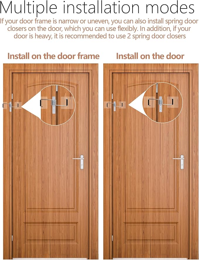 Spring Automatic Door Closer, Door Closer for Home, Screen Door，Household, no Need to Remove Door Hinges