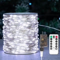 Fairy Lights Plug in,66FT 200LEDs Waterproof Led String Lights,8 Modes Remote Twinkle Light for Outdoor Indoor Christmas Wedding Birthday Garden Party Decorations,Silver Wire,Cool White