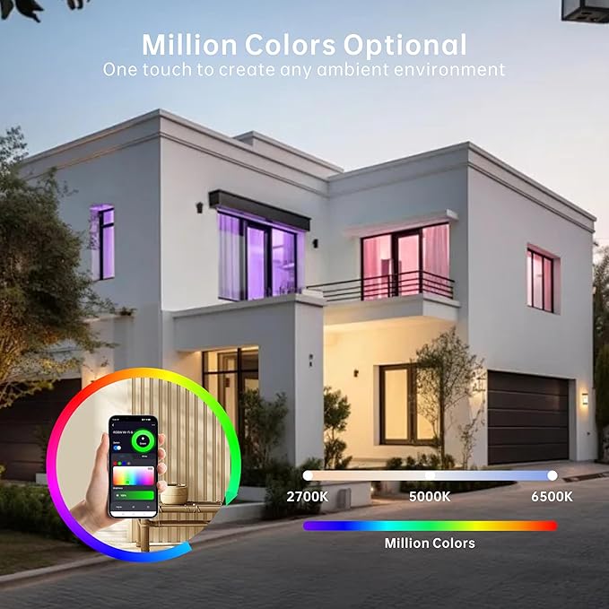 2x4 FT LED RGBW 5000K Multicolor Flat Panel Light Remote & App Controlled 60W 6600lm Color Changing LED Panel Light Smart Wi-Fi Drop Ceiling Light with Alexa/Google Assistant (4 Pack)