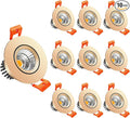 LightingWill 2inch LED Dimmable Downlight, 3W COB Recessed Ceiling Light, Daylight White 5500K-6000K, CRI80, 25W Halogen Bulbs Equivalent, Gold (10 Pack)