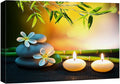 wall26 Canvas Print Wall Art White Daisy Relaxation Massage Stone Candles Nature Wilderness Photography Realism Rustic Landscape Colorful Multicolor for Living Room, Bedroom, Bathroom - 32"x48"
