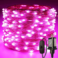 RUICHEN Plug in Fairy Lights with Switch, Waterproof 66 Ft 200 LED Silver Wire Starry String Firefly Lights for Bedroom, Patio, Garden, Balcony, Dorm, Pink