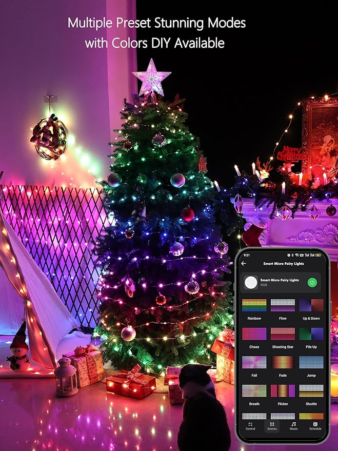 BrizLabs Smart Fairy String Lights, 66ft 200 LED WiFi Easter Fairy Lights App Control, Dimmable Pastel Light Rainbow Christmas Lighting, Music Sync RGB Xmas Lighting Work with Alexa & Google Home