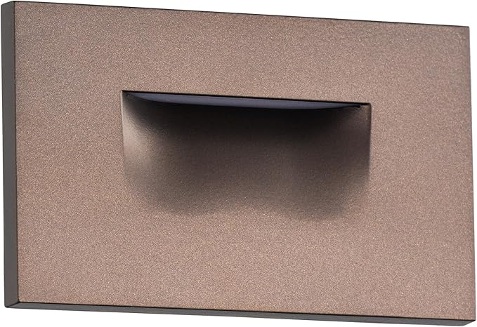 Builder Essentials Indoor or Outdoor 120V Input LED Step or Patio Deck Light Horizontal Orientation with 3-CCT 2700K-3000K-4000K Selectability in Bronze