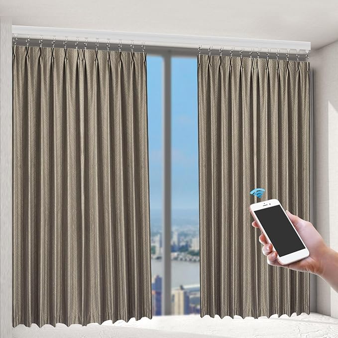 Motorised Curtain Rail, Automatic Curtain Track, Ceiling Curtain Track, Motorized Curtain Rods with Remote Control with Alexa, Google Home, Smartphone App, Applicable Sizes 7.08-13.78 ft