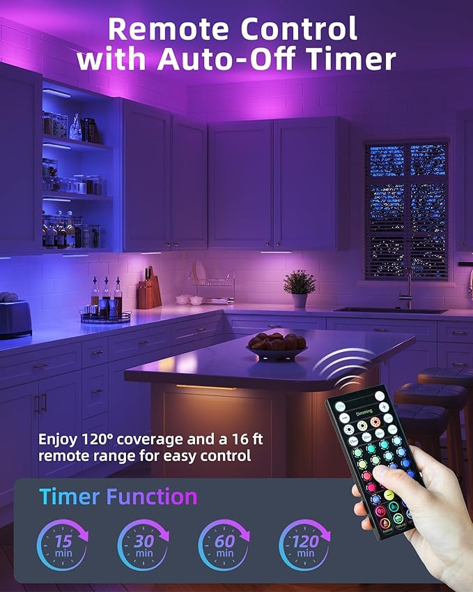EZVALO 80 RGB Color Changing Under Cabinet Lighting Wireless, 1800mAh Rechargeable Shelf Lights, Magnetic, Timer & Dimmable Bar Light with Remote for Kitchen, Display Case, Cabinet, 6Pack
