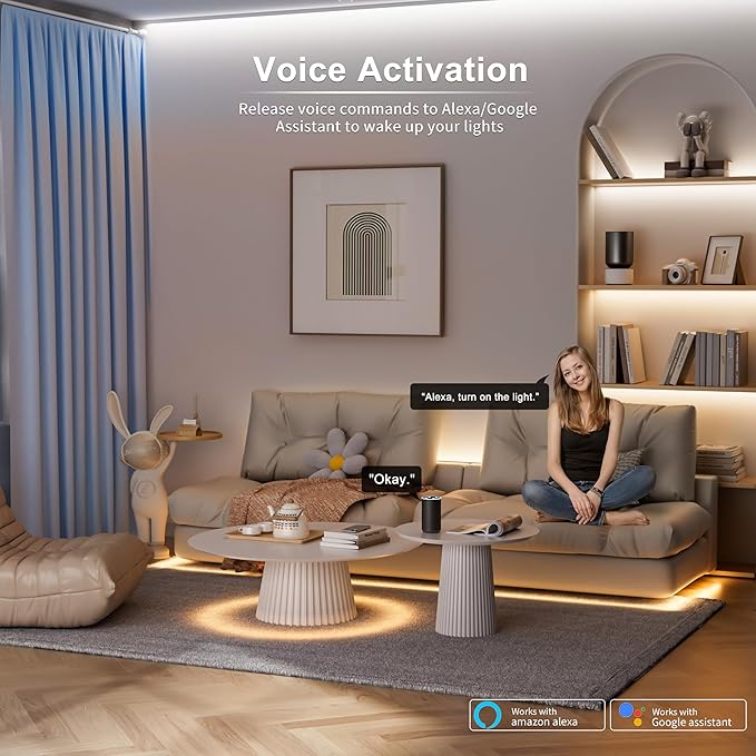 MIWISE COB LED Strip Light White LED Tape Lights 2700K-6500K 24V Color Changing Dimmable 6.56ft UL-Listed Super Bright with Remote & APP Control for Under Cabinets,Bedroom,Mirror,TV DIY Lighting