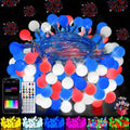 2026 46ft Smart Color Changing Red White and Blue String Lights Outdoor Indoor | 100LED 4th of July Decorations App Control with Remote, Globe Patriotic Light Plug in for Independence Day Memorial Day