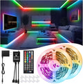 LED Strip Lights 65.6Ft(2 Rolls of 32.8ft), Dimmable 5050 RGB Color Changing Lights Strip with 40 Key IR Remote Controllers, Self-Adhesive Flexible 12V Bright LED Tape Light Kit for Home Party Holiday