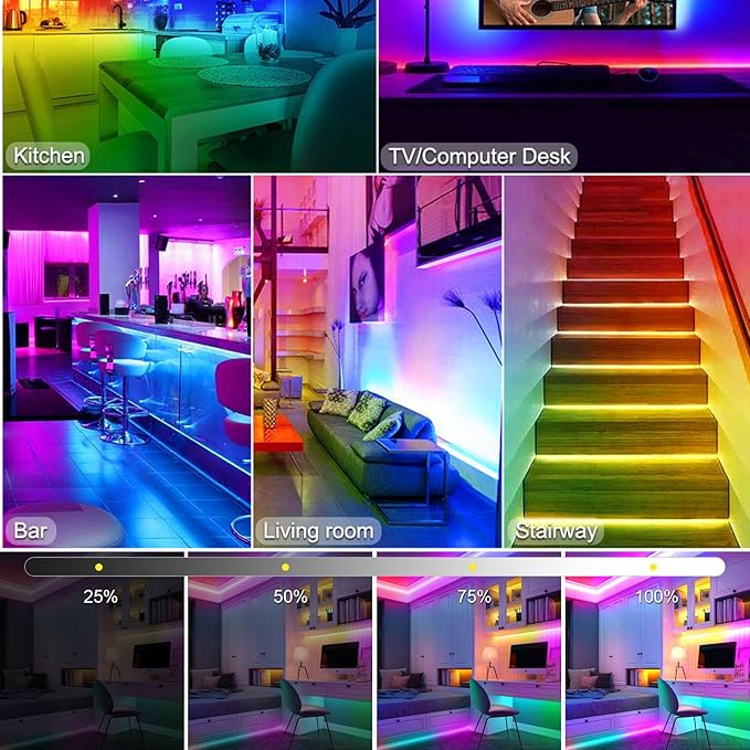 Addressable COB RGB+IC Led Strip Lights 24V, 10mm Width RGBW Multicolor COB Led Light Strip with Remote, APP Control, Music Sync, 784 LEDs/m,16.4FT Flexible Smart WiFi LED for Bedroom, TV Light
