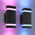 Up and Down Outdoor Wall Light, RGB Color Changing wall Lights,App&Voice Control, ETL Listed, Black Square Design, House wall Sconce 6500K, Outdoor Exterior Lights for Porch, Garage