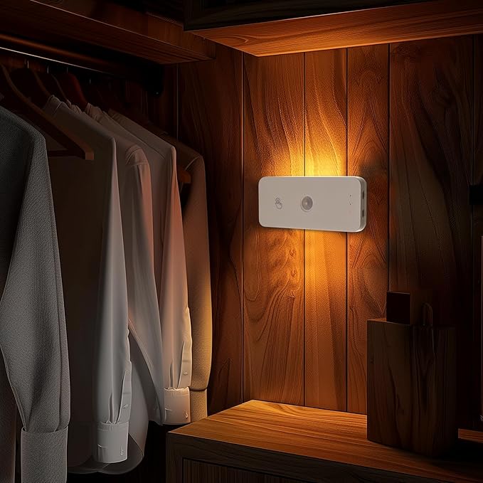 DAMI Stair Lights Indoor 4 Pack, Rechargeable Led Motion Sensor Night Light 1100mAh, Dimmable Hallway Lights with 3 Color Temperature, Magnetic Locker Lights for Closet Staircase
