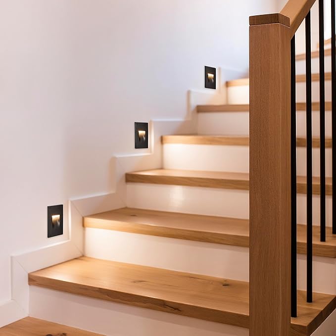 Maxxima Vertical LED Step Light, Indoor/Outdoor Stair Light, 3 CCT Color Selectable 3000K, 4000K, 5000K, 60 Lumens, IP65 Rated for Outdoor and Damp Locations, Black, 2-Pack