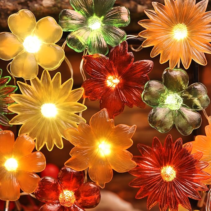 JASHIKA Cute Flower Fairy Lights String of Flowers for Decorating Floral Garland for Wedding Christmas Bedroom Lights 6.5ft 20LED Dual Power USB or Battery