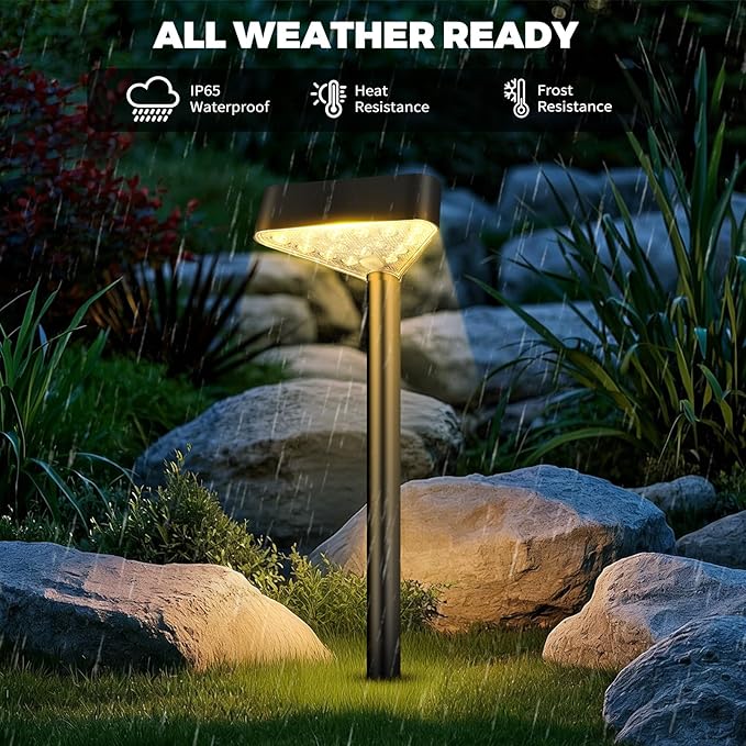 6 Pack Solar Pathway Lights Outdoor, Bright LED Solar Landscape Lights, Waterproof Solar Garden Lights for Yard, Patio, Walkway, Lawn, Driveway(Warm White, 6 Pack)