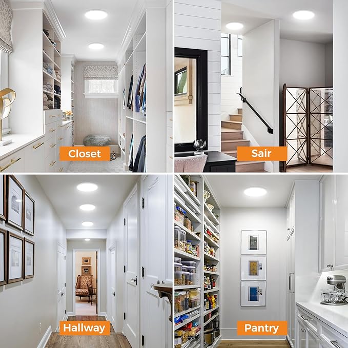 slochi 2 Pack Motion Sensor Light Indoor Wired, 5000K Closet Lights Motion Sensored, 15W 1500LM 7 Inch LED Ceiling Light Fixture for Doorway Hallway Stairwell Porch, White