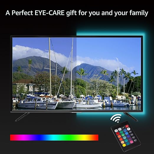 TORCHSTAR LED Strip Lights for 32 Inch-60 Inch HDTV, RGB LED TV Backlight Kit with Remote, ETL Listed, 16 Colors Changing Multi-color 5050 LEDs Bias Lighting, UL Adapter, Home Theater, Gaming Computer