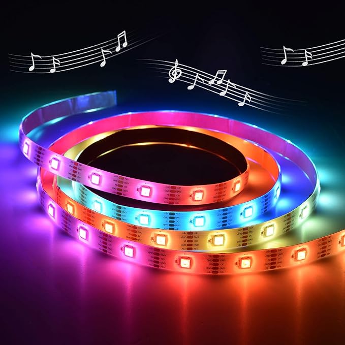 Yescom APP Control LED Strip Light 6.6ft Music Sync Color Changing WiFi Smart 60 LEDs Ambient Lamp Compatible with Alexa & Google Assistant for Bedroom Gaming Room