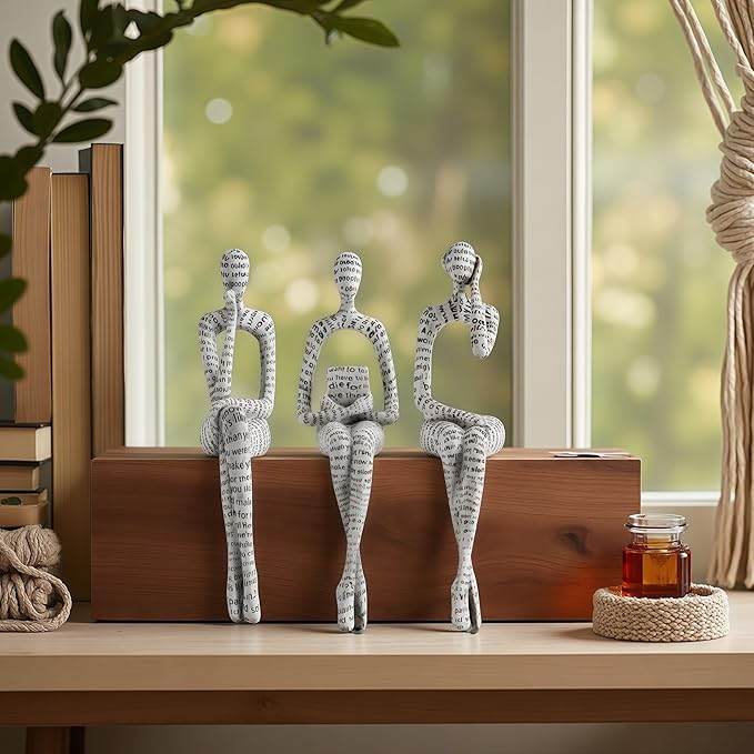 XINXUAN Letter - White Statue Home Decor - Modern Bookshelf & Desk Decor - 3 Piece Set