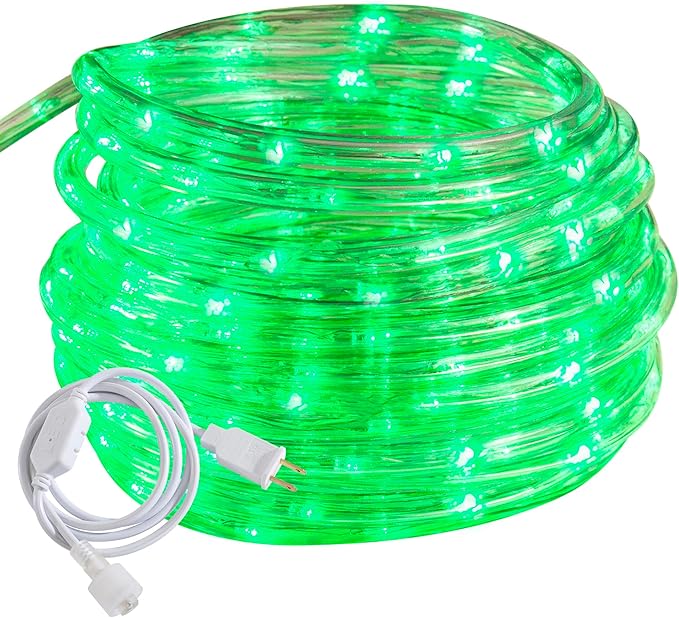 50ft Green Rope Lights, Connectable for Indoor & Outdoor,110V Transparent Flexible Tube Lights,Waterproof LED Rope Lighting For Outside, Deck, Patio, Pool, Camping, Bedroom Decor,Landscape Lighting