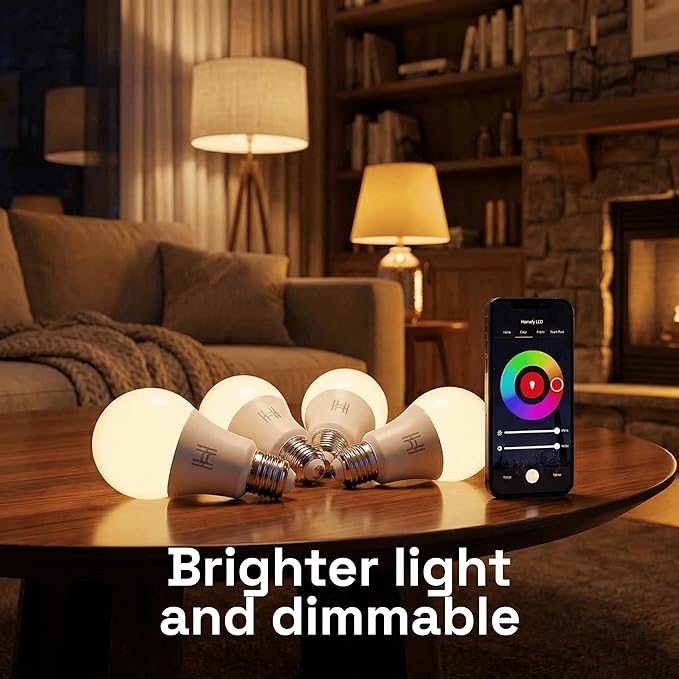 Smart Light Bulbs 2 Pack, A19 Color Changing LED (800 Lumens), WiFi & Bluetooth, Music Sync, Compatible with Alexa & Google Assistant, No Hub Needed, 16 Million Colors